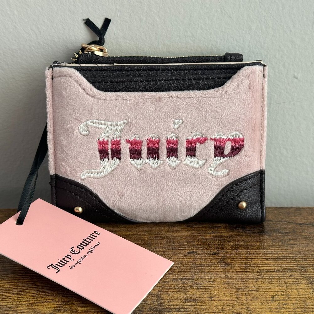 NWT Juicy Couture Retro Vibes Dusty Blush Pink Brown Wallet Embroidered